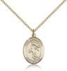 Gold Filled St. Christopher/Track&Field Pendant, GF Lite Curb Chain, Medium Size Catholic Medal, 3/4" x 1/2"