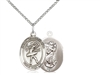 Sterling Silver St Christopher / Dance Pendant, SS Lite Curb Chain, Medium Size Catholic Medal, 3/4" x 1/2"