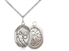 Sterling Silver St. Sebastian / Basketball Pendant, SS Lite Curb Chain, Medium Size Catholic Medal, 3/4" x 1/2"