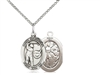Sterling Silver St. Sebastian / Golf Pendant, SS Lite Curb Chain, Medium Size Catholic Medal, 3/4" x 1/2"