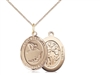 Gold Filled St Sebastian / Gymnastics Pendant, GF Lite Curb Chain, Medium Size Catholic Medal, 3/4" x 1/2"