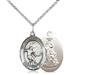 Sterling Silver Guardian Angel / Soccer Pendant, SS Lite Curb Chain, Medium Size Catholic Medal, 3/4" x 1/2"