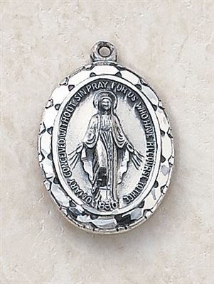 Sterling Silver Miraculous Medal and chain -- 2.3cm Medal -- 18 Chain