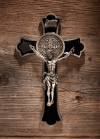 Saint Benedict Black Enamel Crucifix P60208