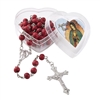 Rose Scented Rosary with Plastic Heart Shape Case