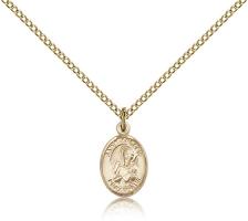 Gold Filled St. Andrew the Apostle Pendant, Gold Filled Lite Curb Chain, Small Size Catholic Medal, 1/2" x 1/4"