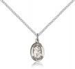 Sterling Silver St. Ann Pendant, Sterling Silver Lite Curb Chain, Small Size Catholic Medal, 1/2" x 1/4"
