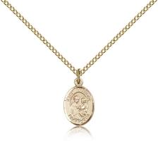 Gold Filled St. Anthony of Padua Pendant, Gold Filled Lite Curb Chain, Small Size Catholic Medal, 1/2" x 1/4"