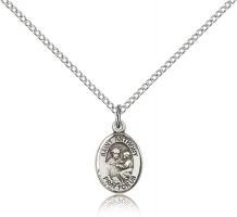 Sterling Silver St. Anthony of Padua Pendant, Sterling Silver Lite Curb Chain, Small Size Catholic Medal, 1/2" x 1/4"