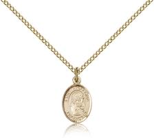 Gold Filled St. Apollonia Pendant, Gold Filled Lite Curb Chain, Small Size Catholic Medal, 1/2" x 1/4"