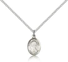 Sterling Silver St. Apollonia Pendant, Sterling Silver Lite Curb Chain, Small Size Catholic Medal, 1/2" x 1/4"