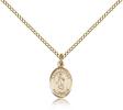 Gold Filled St. Barbara Pendant, Gold Filled Lite Curb Chain, Small Size Catholic Medal, 1/2" x 1/4"