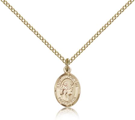 Gold Filled St. Augustine Pendant, Gold Filled Lite Curb Chain, Small Size Catholic Medal, 1/2" x 1/4"