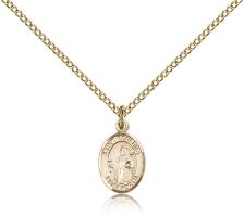 Gold Filled St. Benedict Pendant, Gold Filled Lite Curb Chain, Small Size Catholic Medal, 1/2" x 1/4"