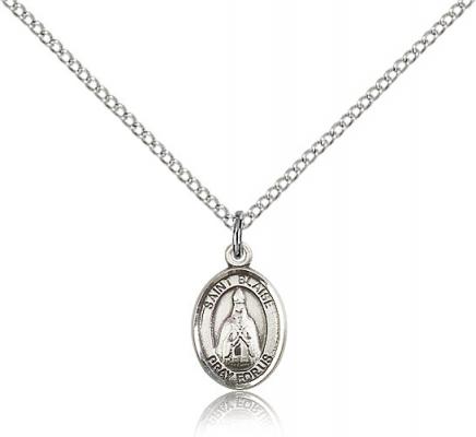 Sterling Silver St. Blaise Pendant, Sterling Silver Lite Curb Chain, Small Size Catholic Medal, 1/2" x 1/4"