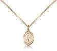 Gold Filled St. Benjamin Pendant, Gold Filled Lite Curb Chain, Small Size Catholic Medal, 1/2" x 1/4"