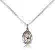 Sterling Silver St. Bernadette Pendant, Sterling Silver Lite Curb Chain, Small Size Catholic Medal, 1/2" x 1/4"