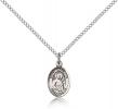 Sterling Silver St. Camillus of Lellis Pendant, Sterling Silver Lite Curb Chain, Small Size Catholic Medal, 1/2" x 1/4"