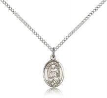 Sterling Silver St. Daniel Pendant, Sterling Silver Lite Curb Chain, Small Size Catholic Medal, 1/2" x 1/4"