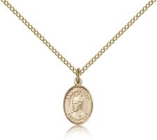 Gold Filled St. Edward the Confessor Pendant, Gold Filled Lite Curb Chain, Small Size Catholic Medal, 1/2" x 1/4"