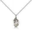Sterling Silver St. Clare of Assisi Pendant, Sterling Silver Lite Curb Chain, Small Size Catholic Medal, 1/2" x 1/4"