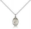 Sterling Silver St. Jane of Valois Pendant, Sterling Silver Lite Curb Chain, Small Size Catholic Medal, 1/2" x 1/4"