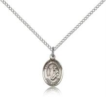 Sterling Silver St. Dominic de Guzman Pendant, Sterling Silver Lite Curb Chain, Small Size Catholic Medal, 1/2" x 1/4"