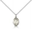 Sterling Silver St. Elmo Pendant, Sterling Silver Lite Curb Chain, Small Size Catholic Medal, 1/2" x 1/4"
