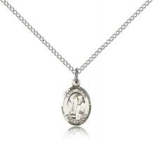 Sterling Silver St. Elmo Pendant, Sterling Silver Lite Curb Chain, Small Size Catholic Medal, 1/2" x 1/4"