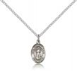 Sterling Silver St. Francis of Assisi Pendant, Sterling Silver Lite Curb Chain, Small Size Catholic Medal, 1/2" x 1/4"