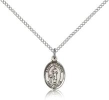 Sterling Silver St. Genesius of Rome Pendant, Sterling Silver Lite Curb Chain, Small Size Catholic Medal, 1/2" x 1/4"