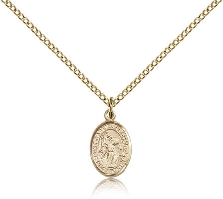 Gold Filled St. Gabriel the Archangel Pendant, Gold Filled Lite Curb Chain, Small Size Catholic Medal, 1/2" x 1/4"