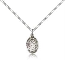 Sterling Silver St. Gabriel the Archangel Pendant, Sterling Silver Lite Curb Chain, Small Size Catholic Medal, 1/2" x 1/4"