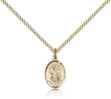 Gold Filled St. James the Greater Pendant, Gold Filled Lite Curb Chain, Small Size Catholic Medal, 1/2" x 1/4"