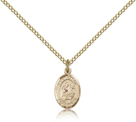 Gold Filled St. Jason Pendant, Gold Filled Lite Curb Chain, Small Size Catholic Medal, 1/2" x 1/4"
