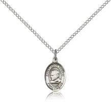 Sterling Silver St. John Bosco Pendant, Sterling Silver Lite Curb Chain, Small Size Catholic Medal, 1/2" x 1/4"
