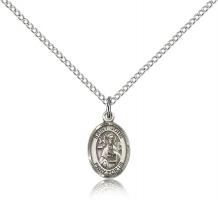 Sterling Silver St. John the Apostle Pendant, Sterling Silver Lite Curb Chain, Small Size Catholic Medal, 1/2" x 1/4"