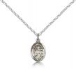 Sterling Silver St. Joseph Pendant, Sterling Silver Lite Curb Chain, Small Size Catholic Medal, 1/2" x 1/4"