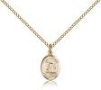 Gold Filled St. Joshua Pendant, Gold Filled Lite Curb Chain, Small Size Catholic Medal, 1/2" x 1/4"