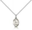 Sterling Silver St. Joshua Pendant, Sterling Silver Lite Curb Chain, Small Size Catholic Medal, 1/2" x 1/4"