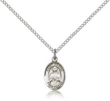 Sterling Silver St. Kateri Pendant, Sterling Silver Lite Curb Chain, Small Size Catholic Medal, 1/2" x 1/4"