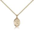 Gold Filled St. Kevin Pendant, Gold Filled Lite Curb Chain, Small Size Catholic Medal, 1/2" x 1/4"