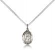 Sterling Silver St. Lucia of Syracuse Pendant, Sterling Silver Lite Curb Chain, Small Size Catholic Medal, 1/2" x 1/4"