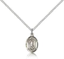 Sterling Silver St. Lazarus Pendant, Sterling Silver Lite Curb Chain, Small Size Catholic Medal, 1/2" x 1/4"