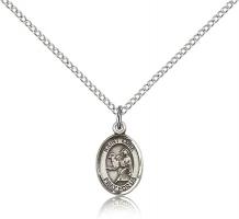 Sterling Silver St. Luke the Apostle Pendant, Sterling Silver Lite Curb Chain, Small Size Catholic Medal, 1/2" x 1/4"