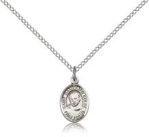 Sterling Silver Small St. Maximilian Kolbe Pendant, Sterling Silver Lite Curb Chain, Small Size Catholic Medal, 1/2" x 1/4"