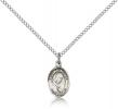 Sterling Silver St. Philomena Pendant, Sterling Silver Lite Curb Chain, Small Size Catholic Medal, 1/2" x 1/4"