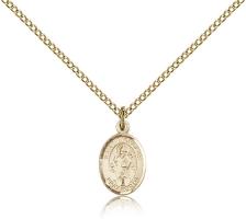 Gold Filled St. Nicholas Pendant, Gold Filled Lite Curb Chain, Small Size Catholic Medal, 1/2" x 1/4"