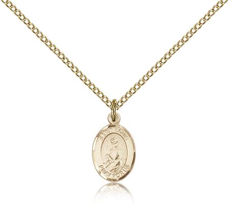Gold Filled St. Louis Pendant, Gold Filled Lite Curb Chain, Small Size Catholic Medal, 1/2" x 1/4"