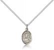 Sterling Silver Our Lady of Loretto Pendant, Sterling Silver Lite Curb Chain, Small Size Catholic Medal, 1/2" x 1/4"